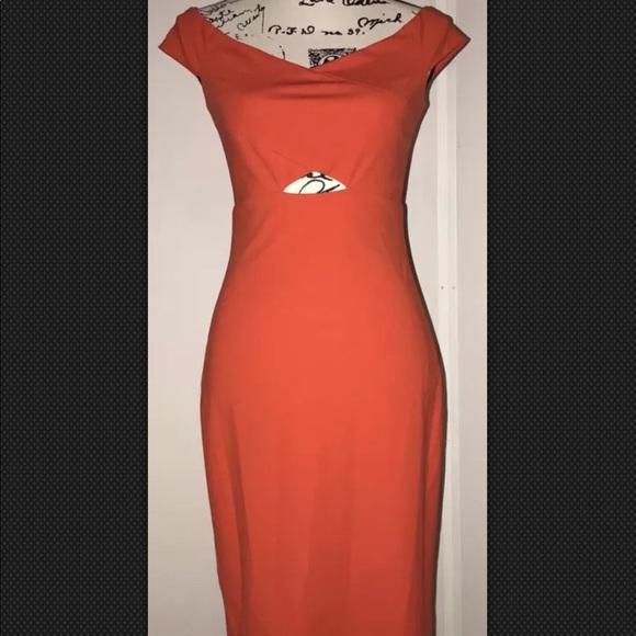 Nicole Miller Dresses & Skirts - Nicole Miller Orange OffShoulder Cutout Dress Sz 8
